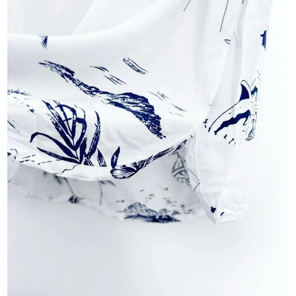 Ladies Hawaiian Islands Beach Cover Up Dress Size L Blue And White - Picture 3 of 5